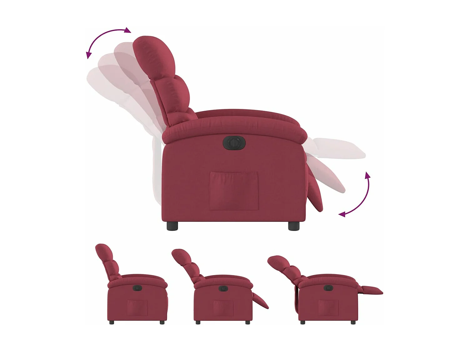Fauteuil inclinable électrique Rouge bordeaux Tissu