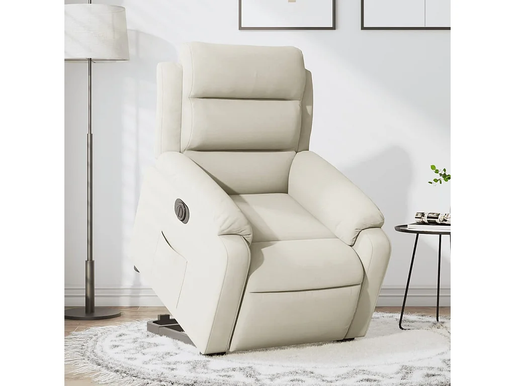 Fauteuil inclinable électrique crème velours
