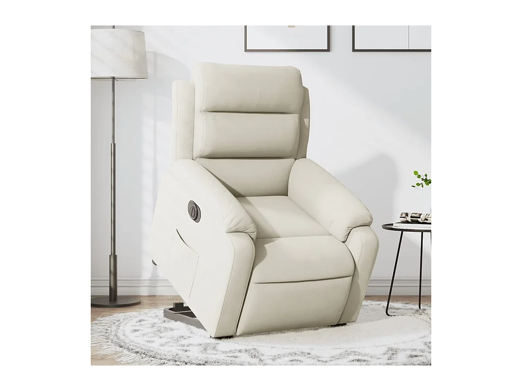 Fauteuil inclinable électrique crème velours