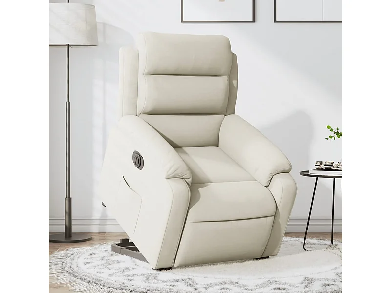 Fauteuil inclinable électrique crème velours