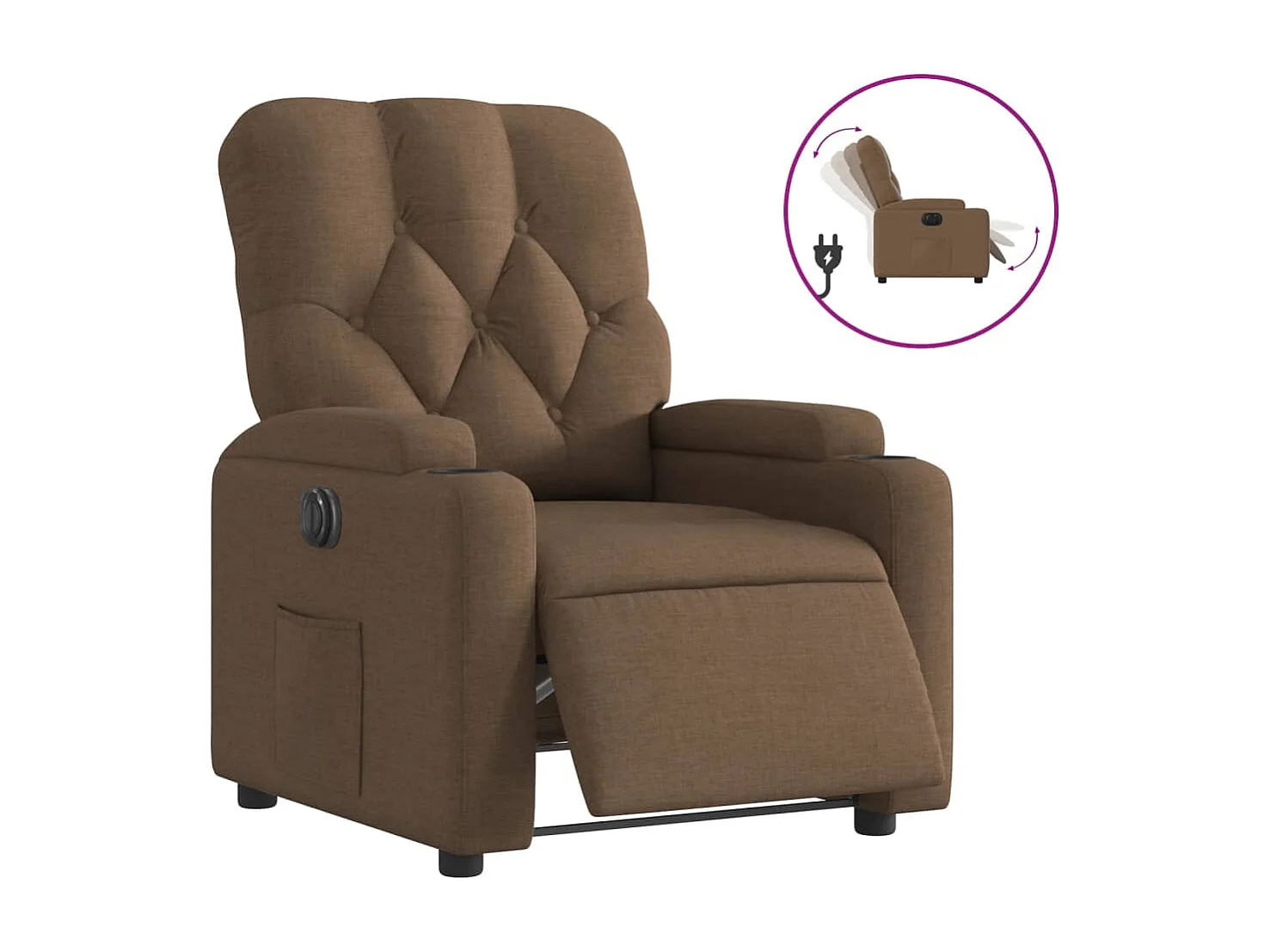 Fauteuil inclinable électrique Marron Tissu