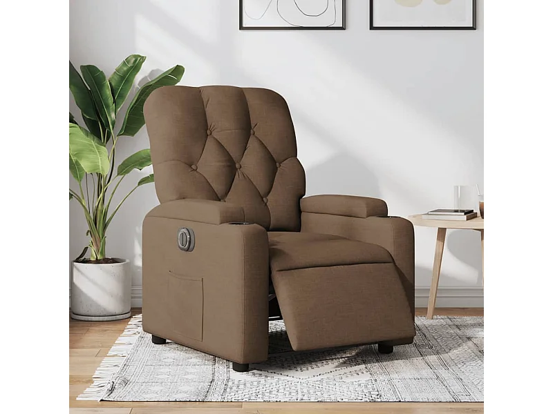 Fauteuil inclinable électrique Marron Tissu