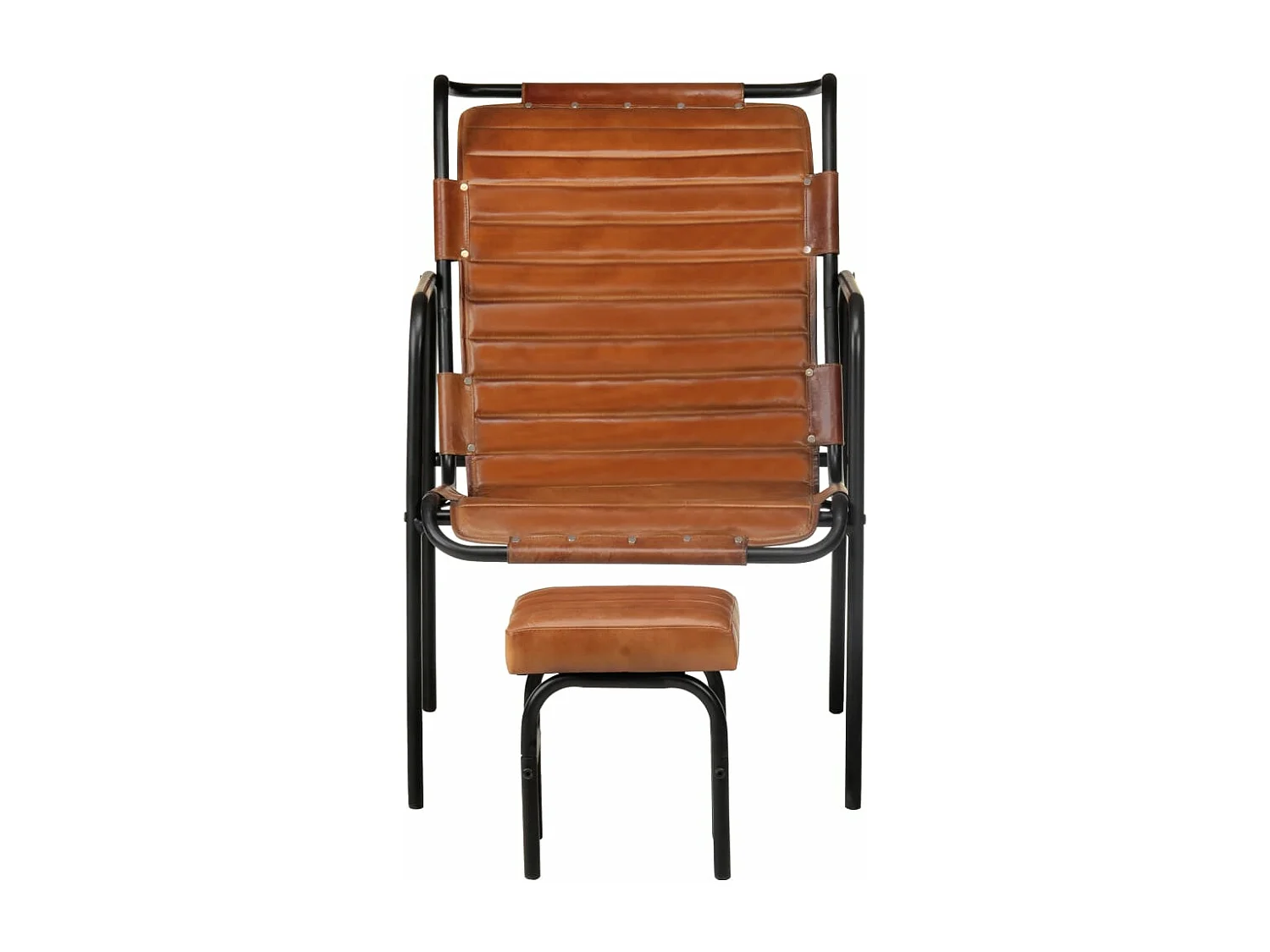 Fauteuil de relaxation avec repose-pied Marron Cuir véritable