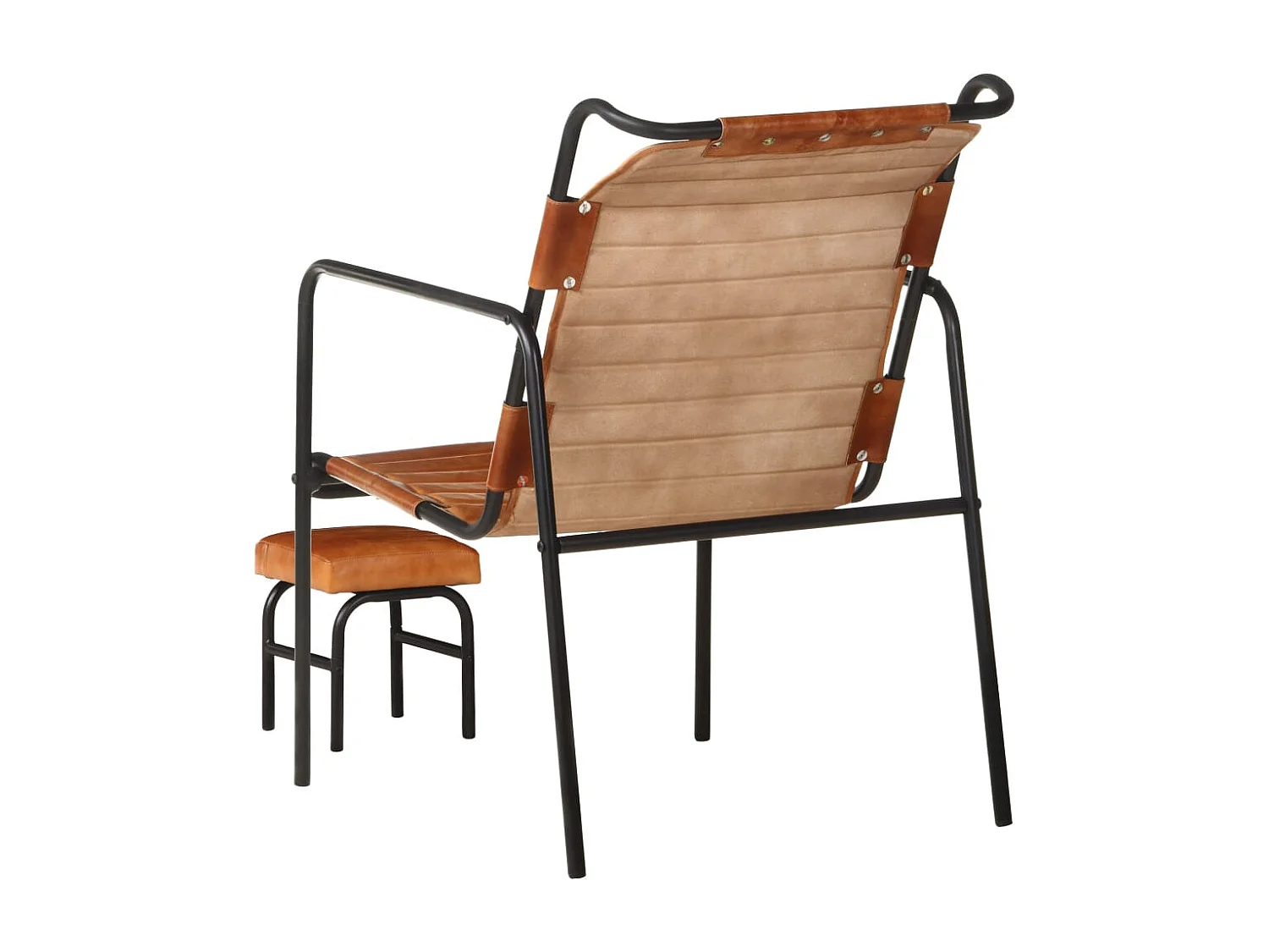 Fauteuil de relaxation avec repose-pied Marron Cuir véritable