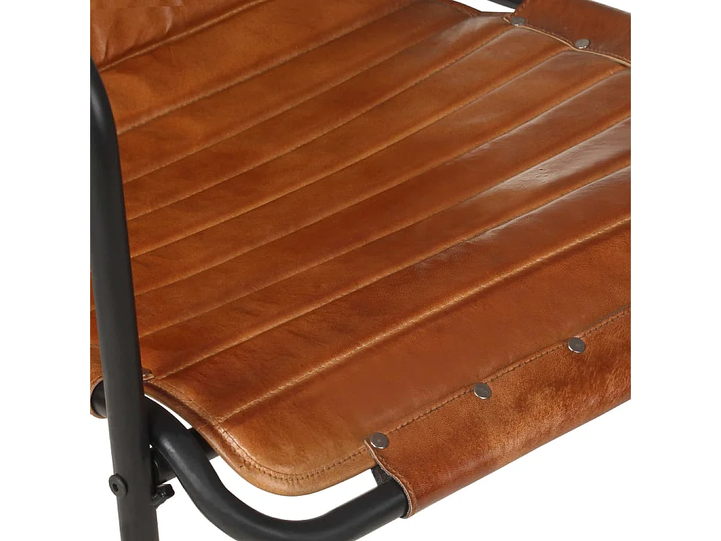 Fauteuil de relaxation avec repose-pied Marron Cuir véritable