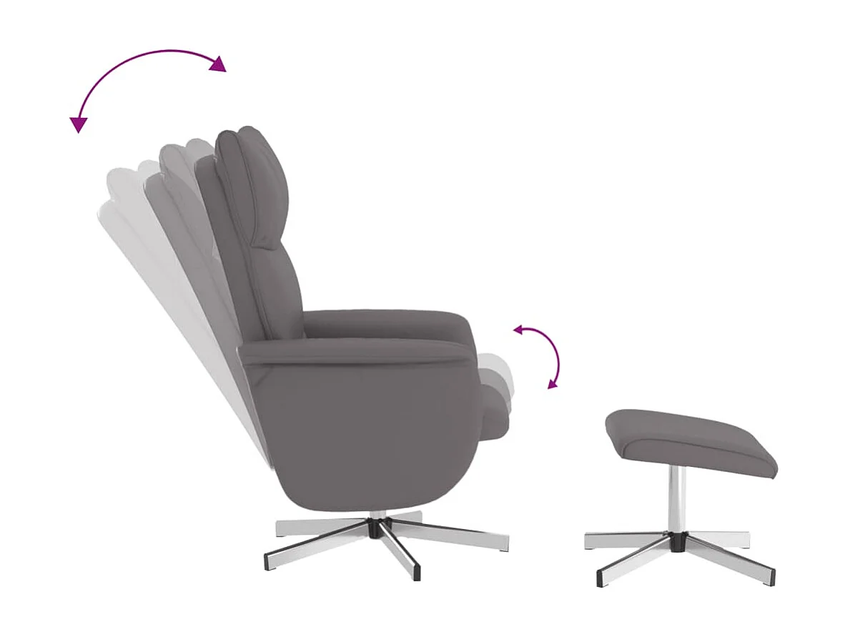 Fauteuil verstelbaar met voetenbankje kunstleer grijs