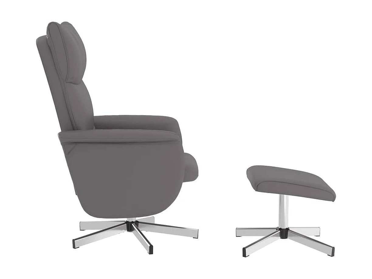 Fauteuil inclinable avec repose-pied gris similicuir