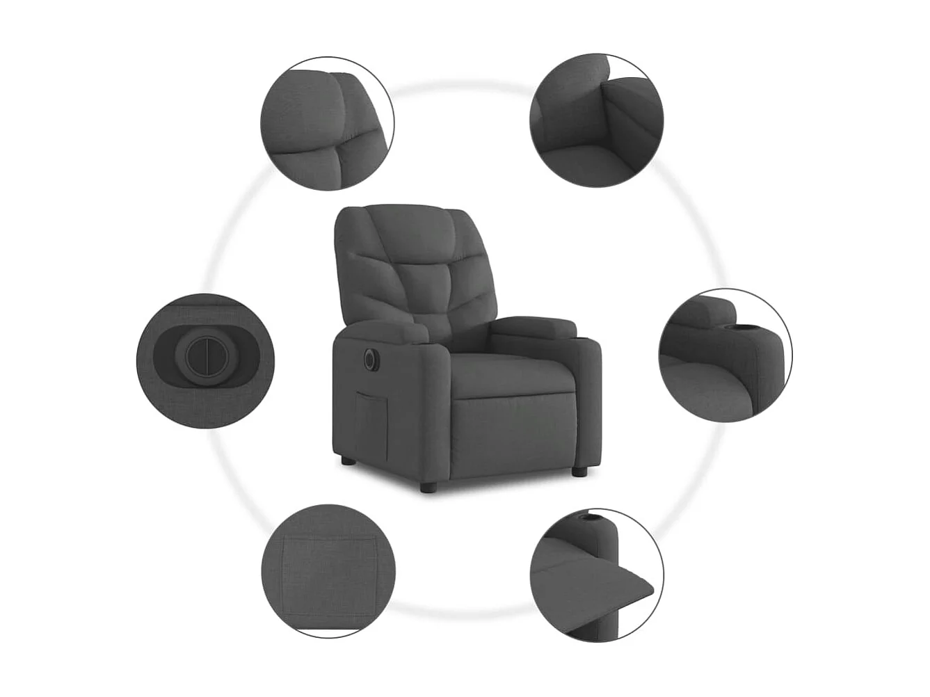 Fauteuil inclinable électrique Gris foncé Tissu