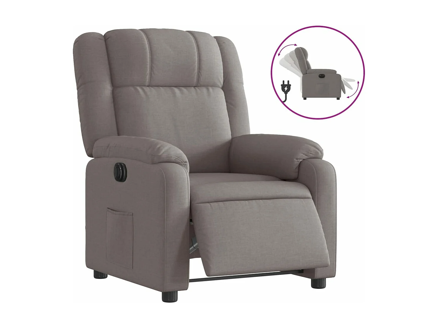 Fauteuil inclinable électrique Taupe Tissu