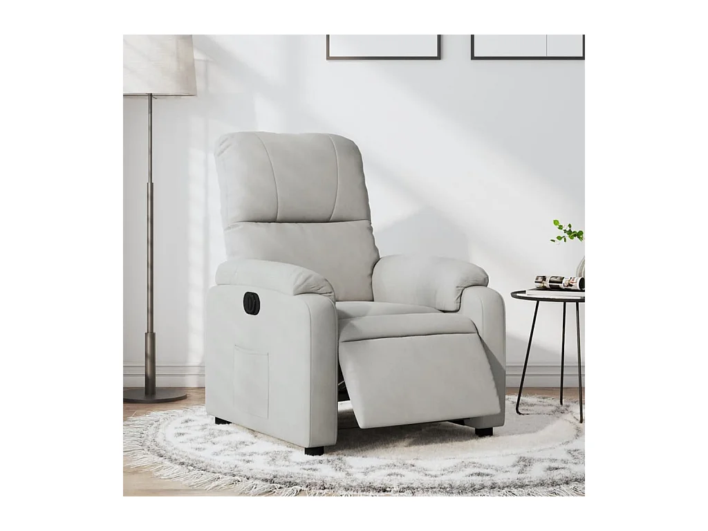 Fauteuil inclinable électrique gris clair tissu microfibre