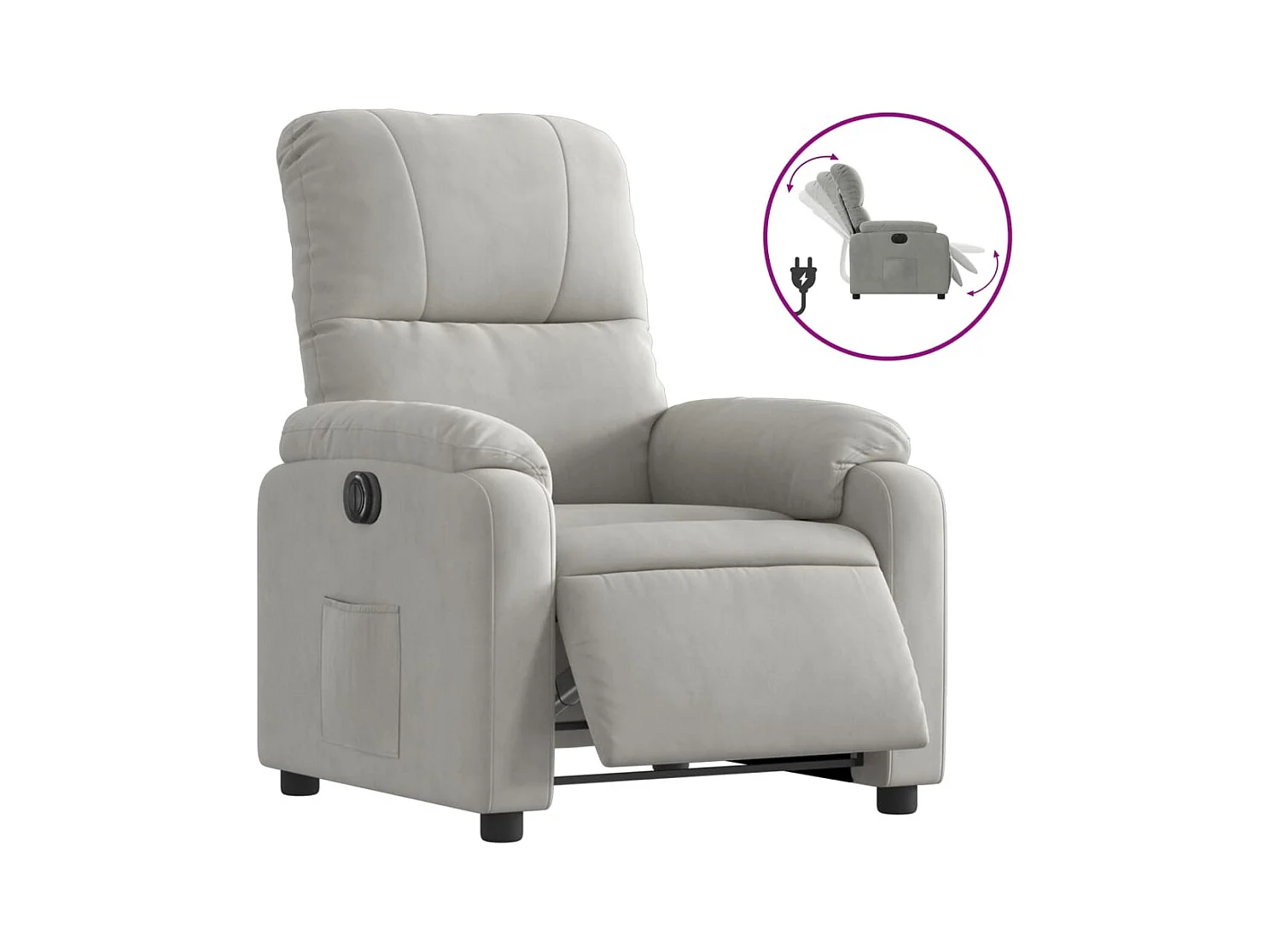 Fauteuil inclinable électrique gris clair tissu microfibre