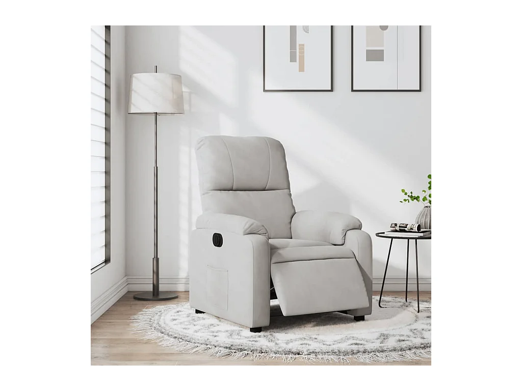 Fauteuil inclinable électrique gris clair tissu microfibre