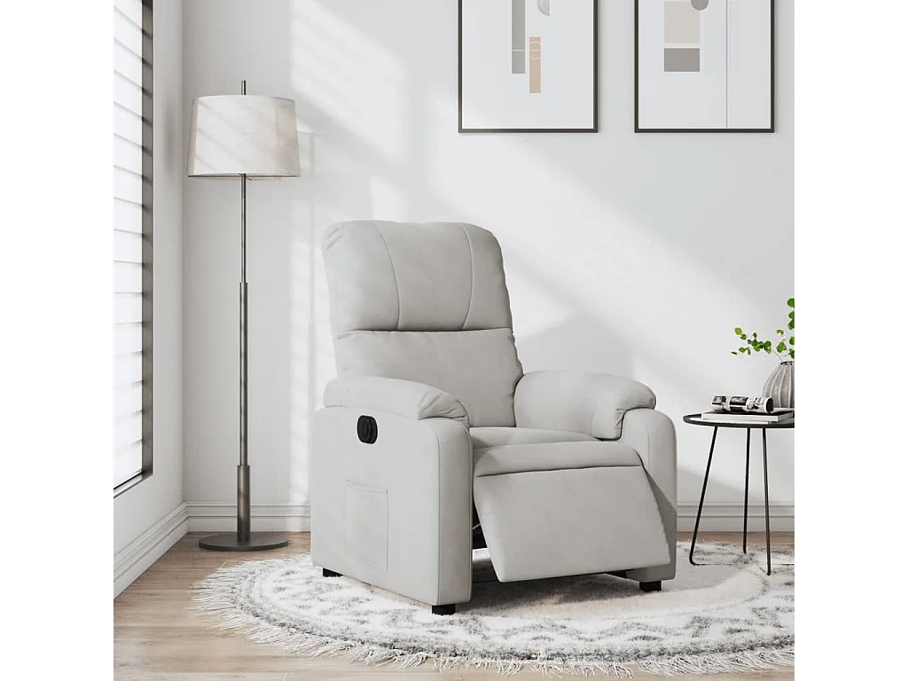 Fauteuil inclinable électrique gris clair tissu microfibre