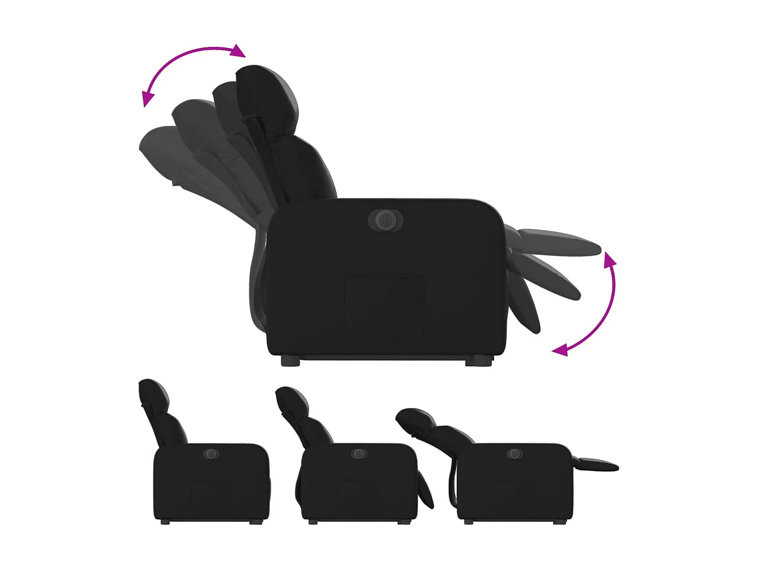 Fauteuil inclinable électrique noir similicuir