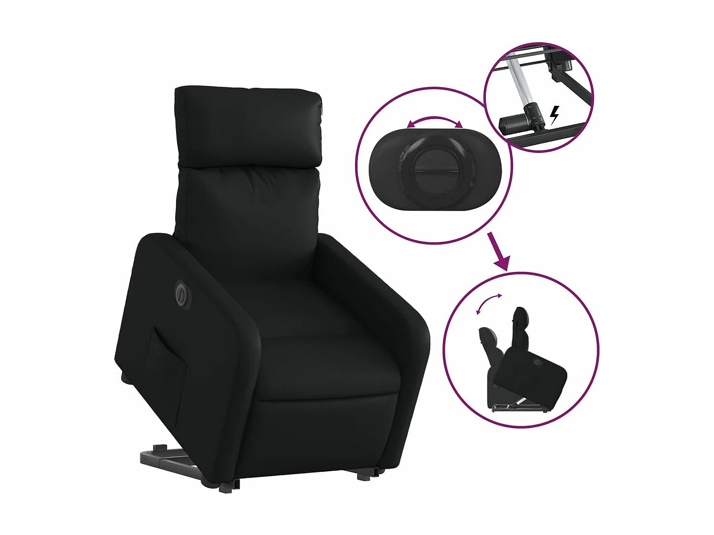 Fauteuil inclinable électrique noir similicuir