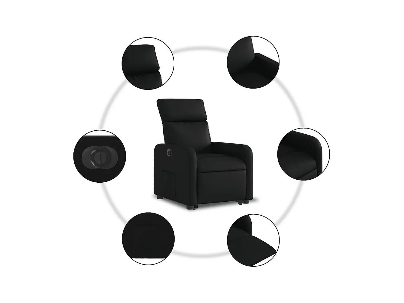 Fauteuil inclinable électrique noir similicuir