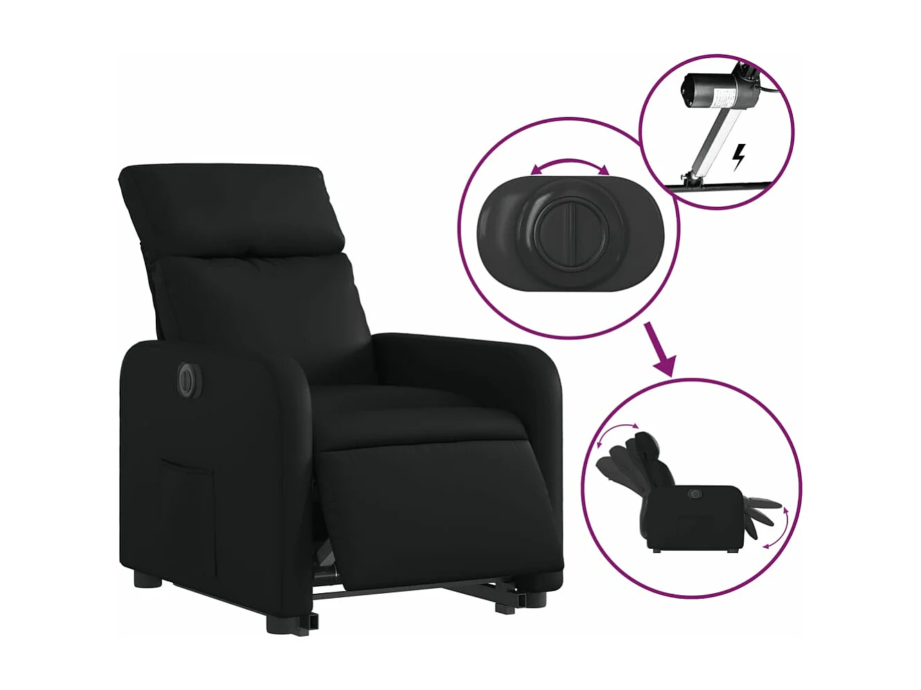 Fauteuil inclinable électrique noir similicuir