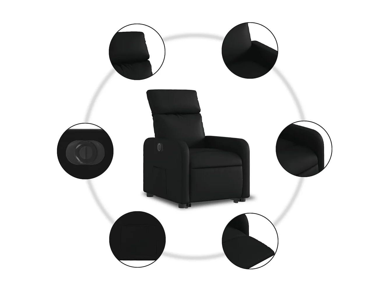 Fauteuil inclinable électrique noir similicuir