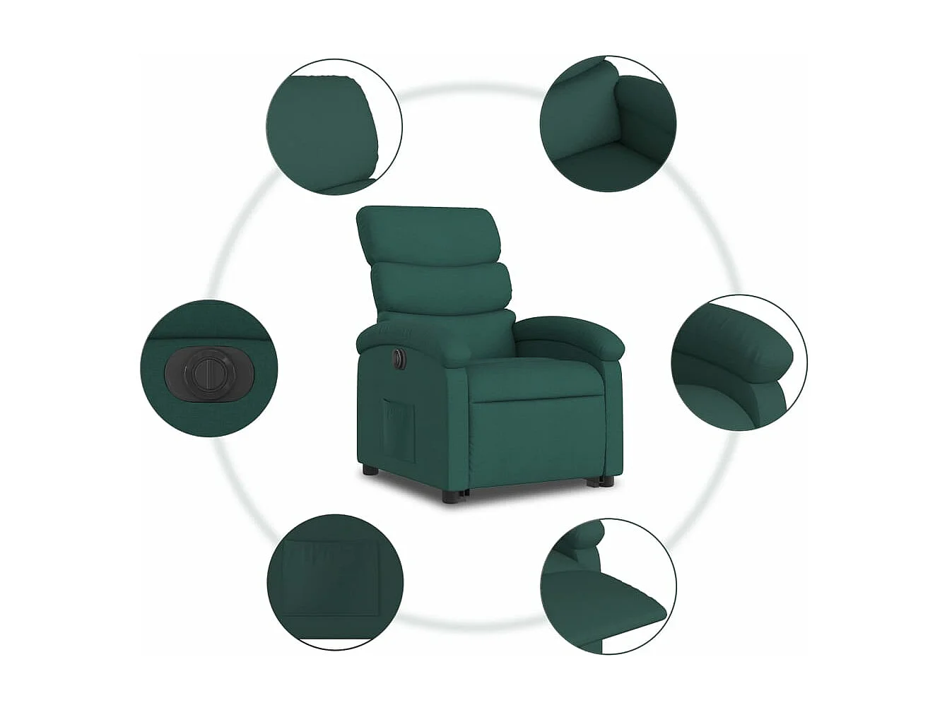Fauteuil inclinable électrique vert foncé tissu