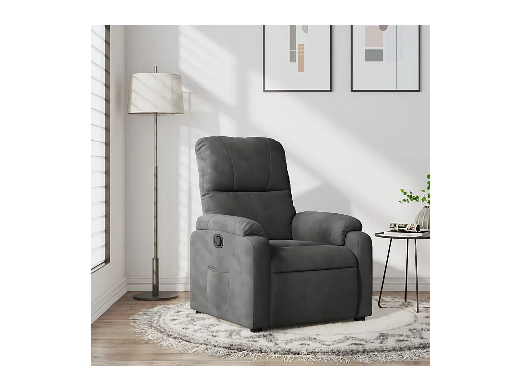 Fauteuil inclinable gris foncé tissu microfibre