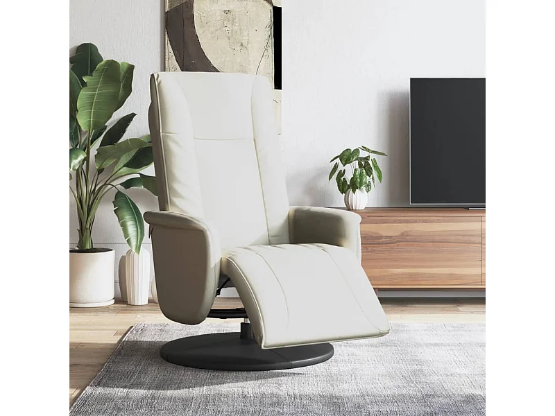 Fauteuil inclinable avec repose-pieds crème similicuir