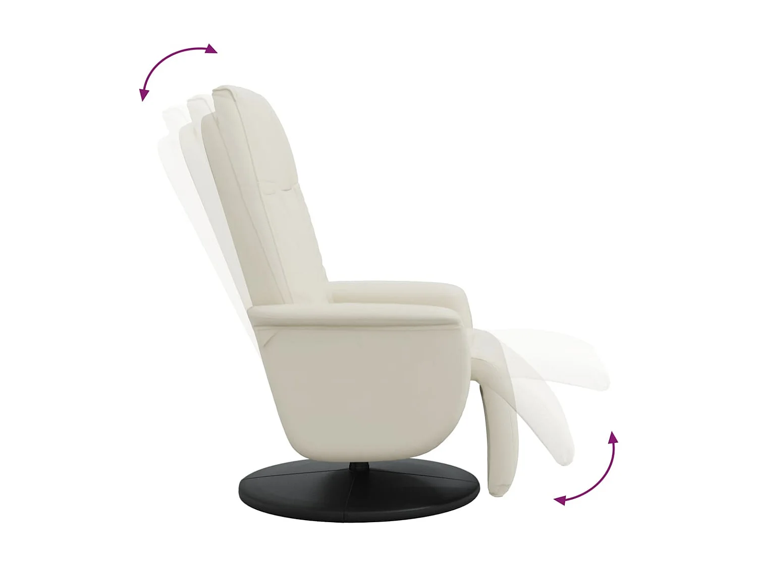 Fauteuil inclinable avec repose-pieds crème similicuir