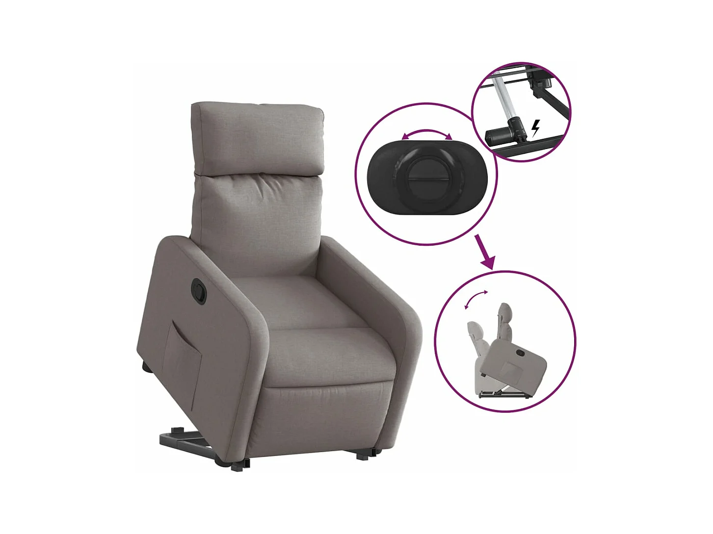 Fauteuil inclinable taupe tissu