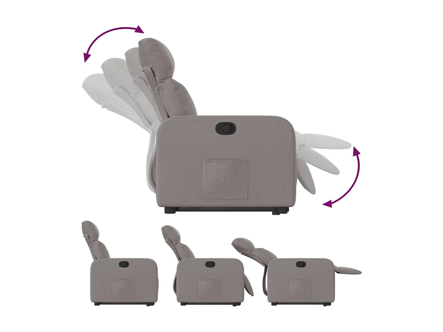 Fauteuil inclinable taupe tissu