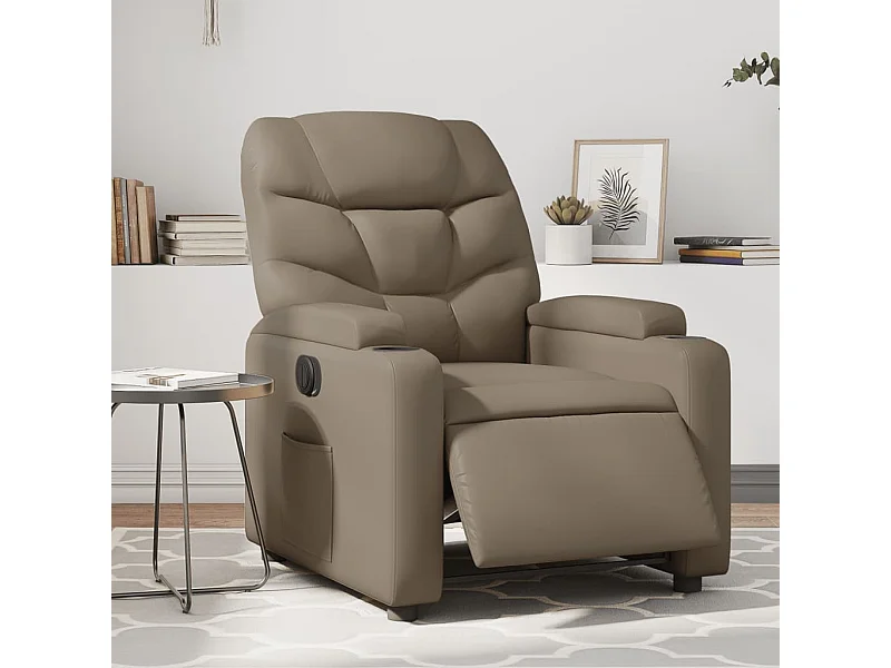 Fauteuil verstelbaar elektrisch kunstleer cappuccinokleurig