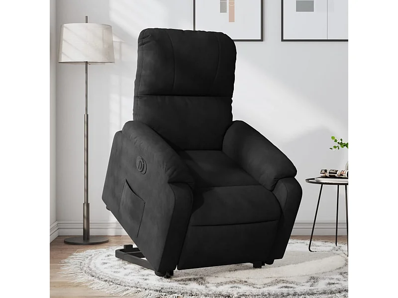 Sillón eléctrico reclinable elevable tela microfibra negro