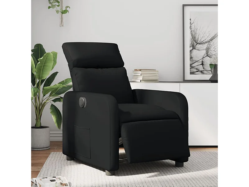 Sillón reclinable eléctrico de cuero sintético negro