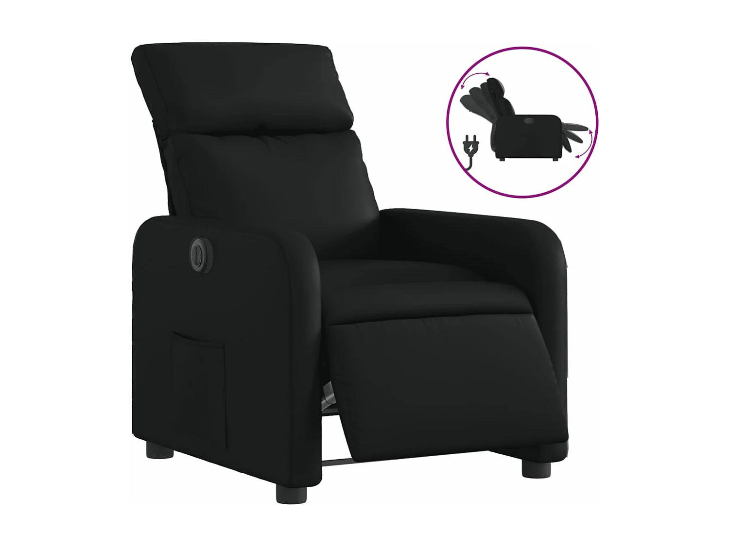Fauteuil inclinable électrique Noir Similicuir