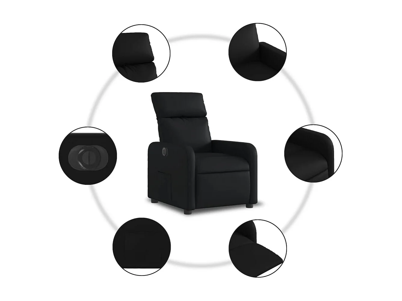 Fauteuil inclinable électrique Noir Similicuir