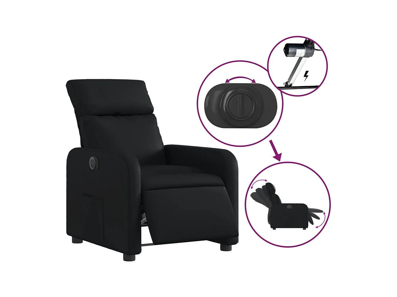 Fauteuil inclinable électrique Noir Similicuir