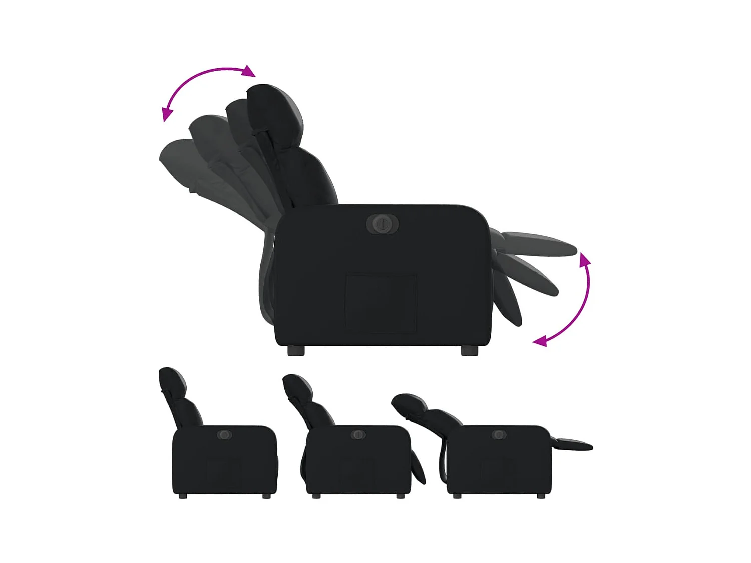 Fauteuil inclinable électrique Noir Similicuir