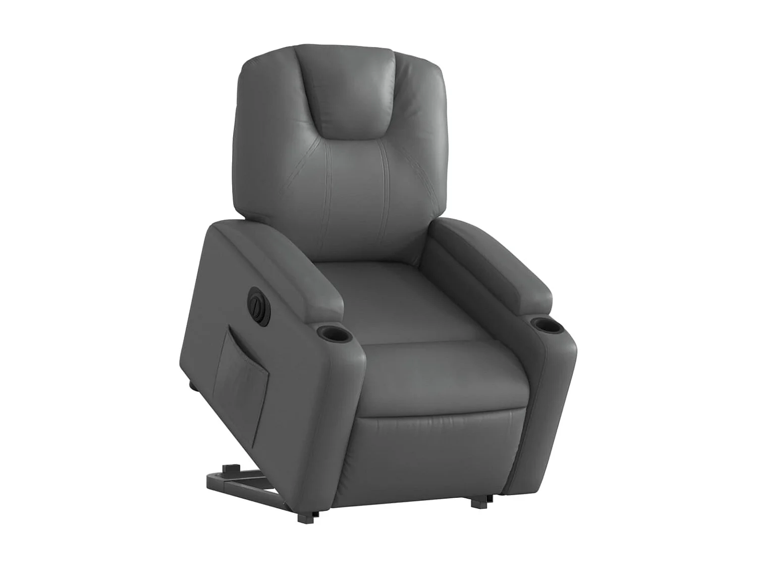 Sillón reclinable elevable eléctrico de cuero sintético gris