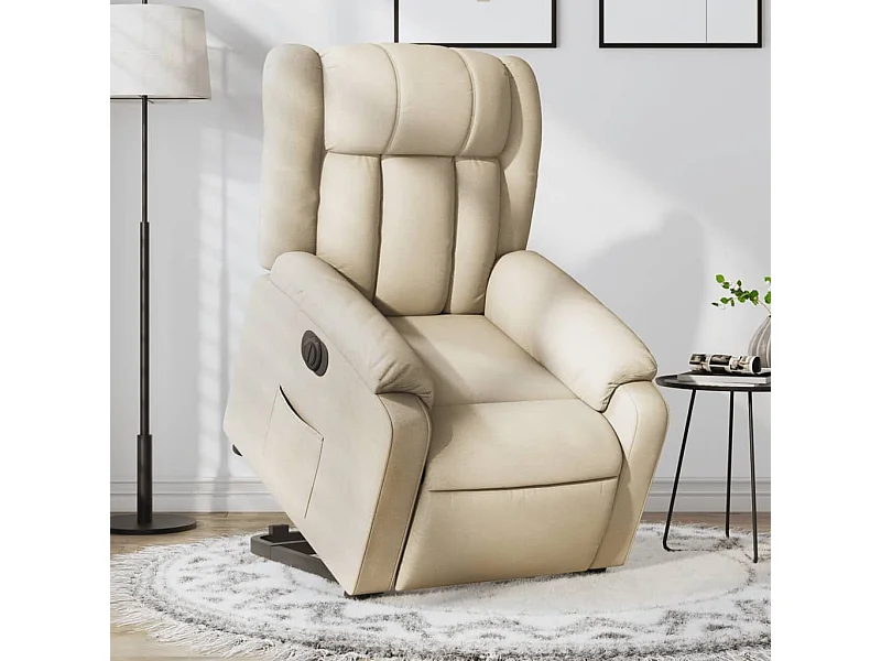 Fauteuil inclinable électrique crème tissu