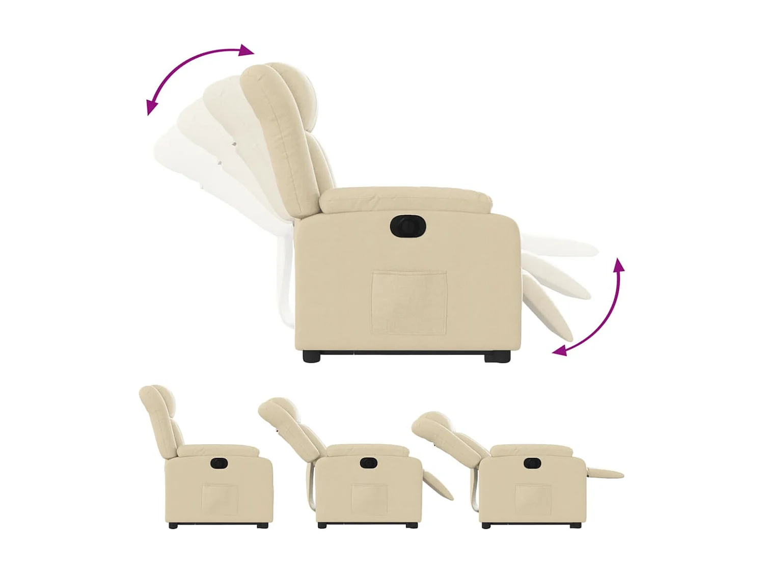 Fauteuil inclinable électrique crème tissu