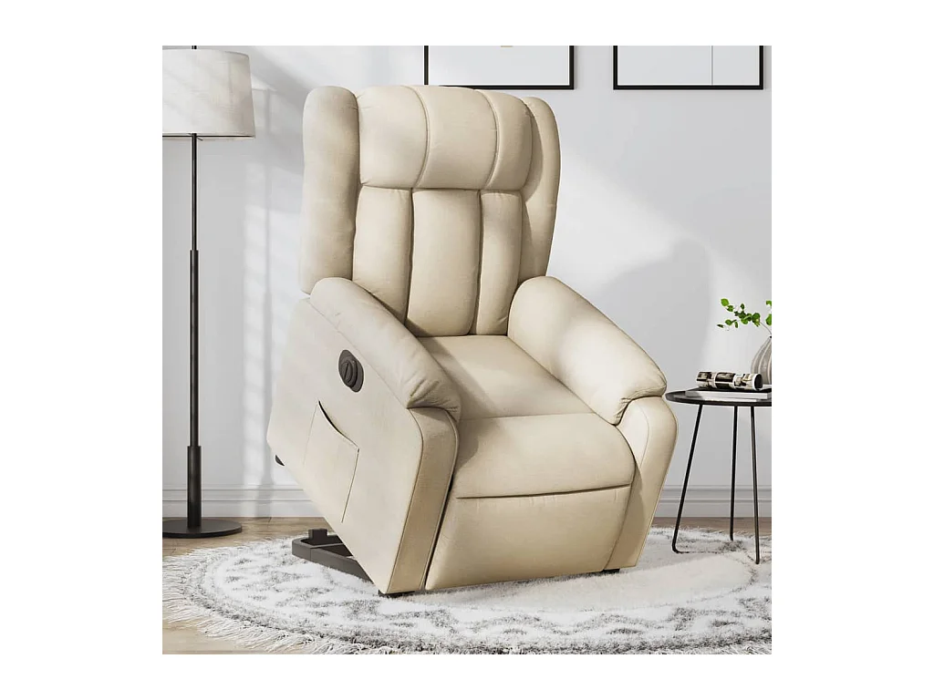 Fauteuil inclinable électrique crème tissu