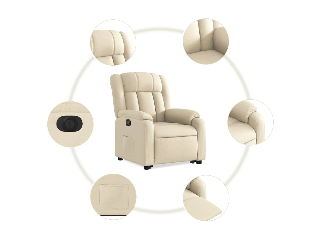 Fauteuil inclinable électrique crème tissu