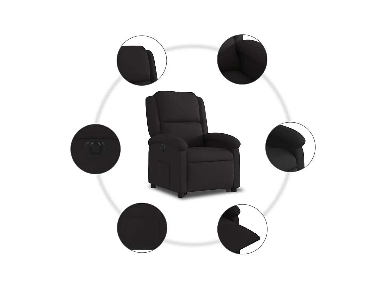 Fauteuil inclinable électrique noir tissu