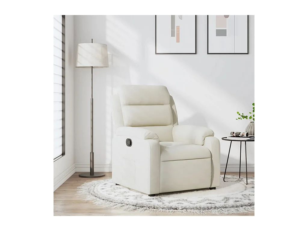 Poltrona reclinável veludo cor creme