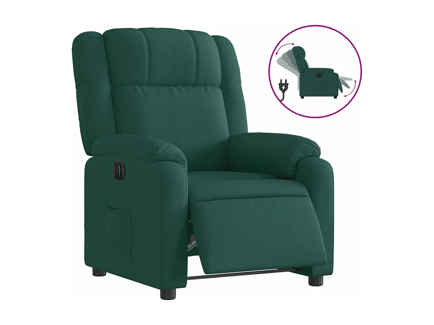 Sillón reclinable eléctrico tela verde oscuro