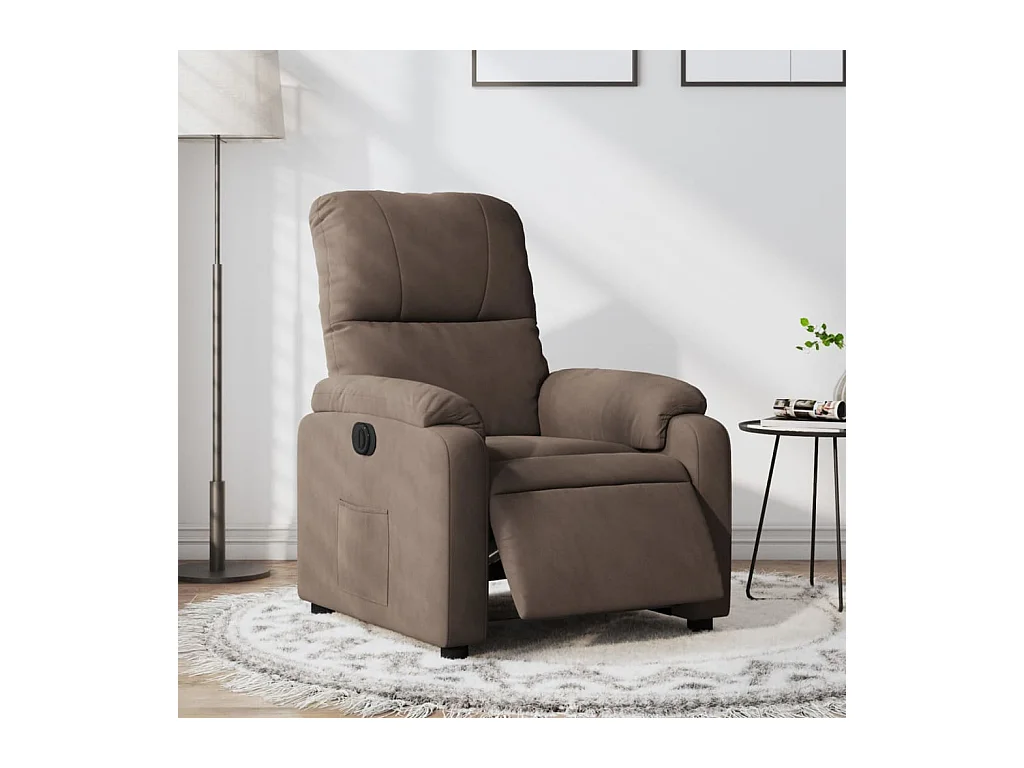 Fauteuil inclinable électrique marron tissu microfibre