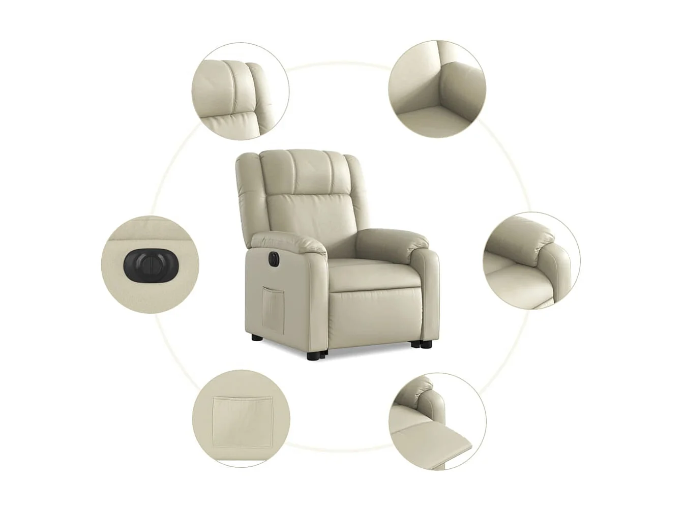 Fauteuil inclinable électrique crème similicuir