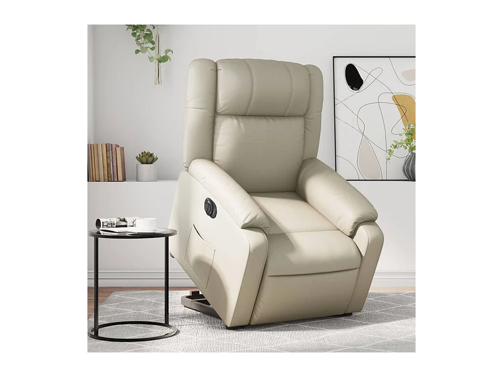 Fauteuil inclinable électrique crème similicuir