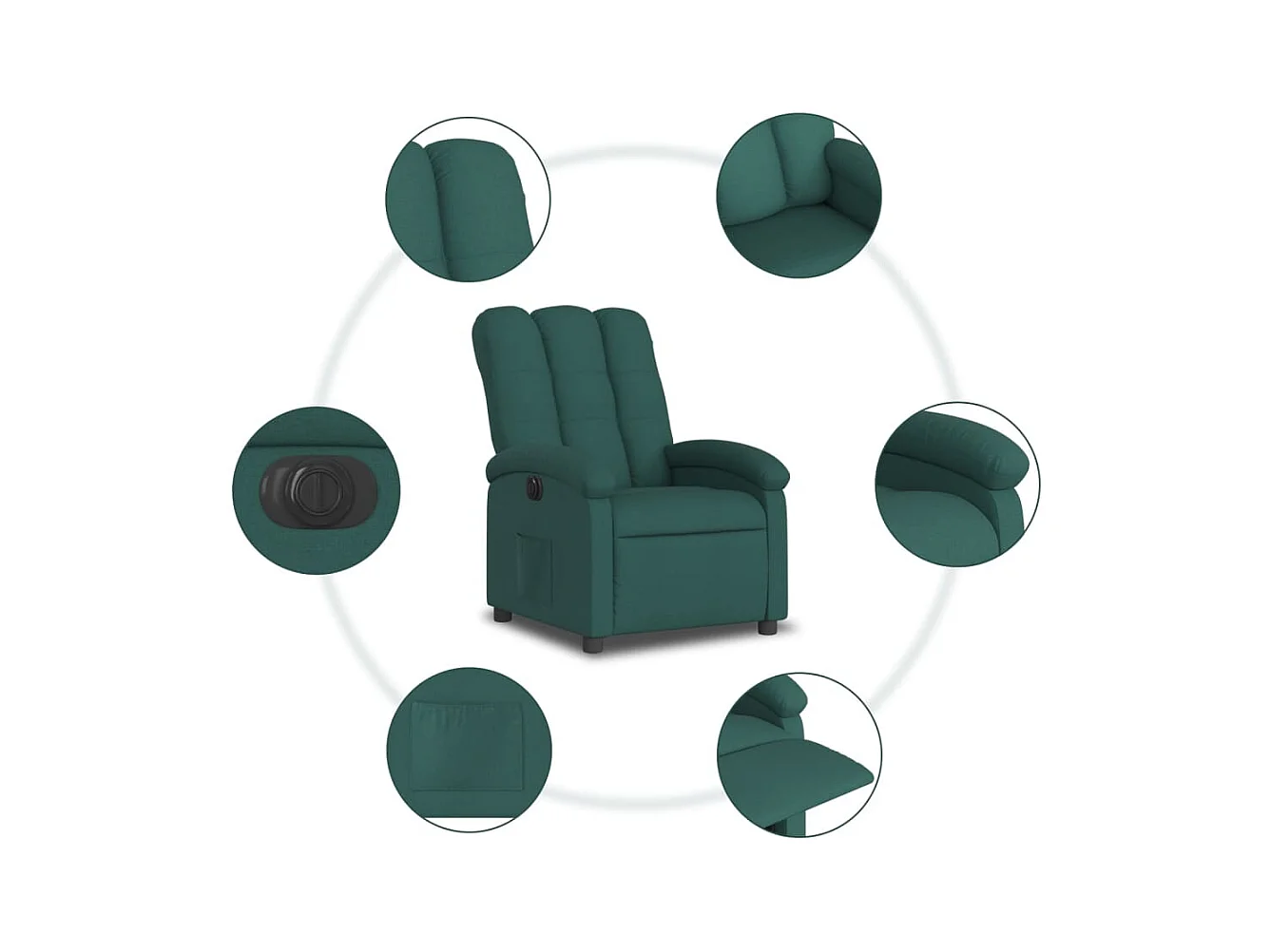 Fauteuil inclinable électrique Vert foncé Tissu
