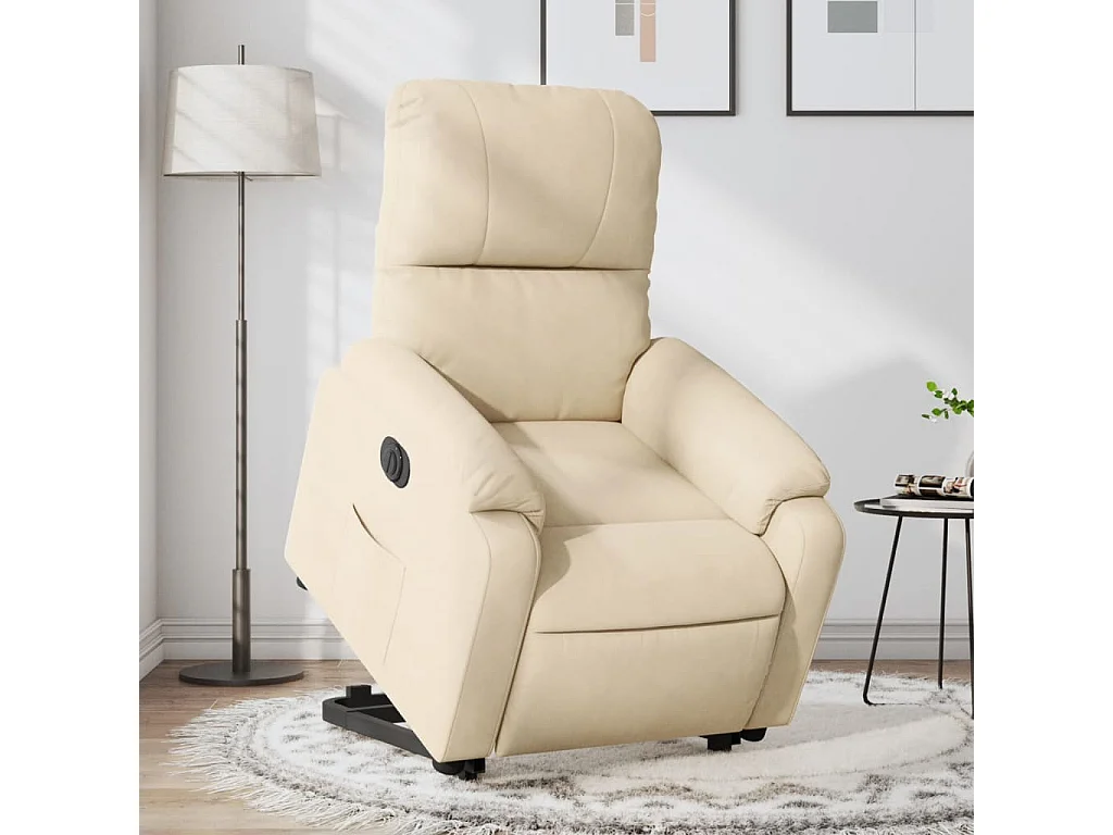 Fauteuil inclinable électrique crème tissu microfibre