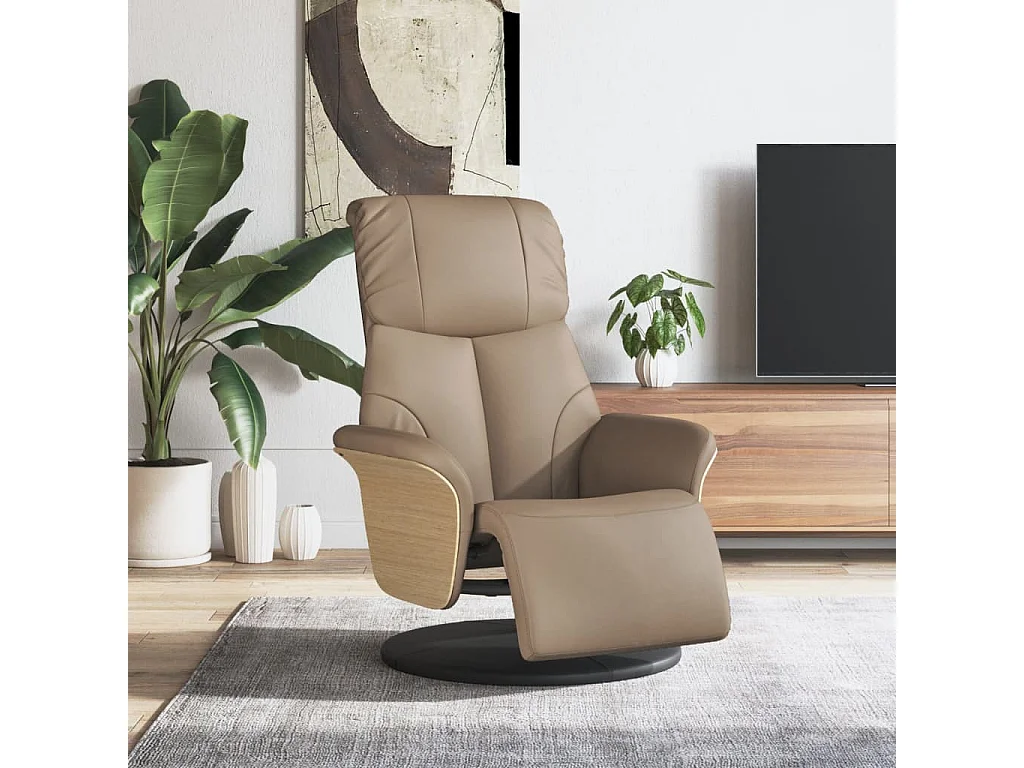 Fauteuil verstelbaar met voetensteun kunstleer cappuccinokleur