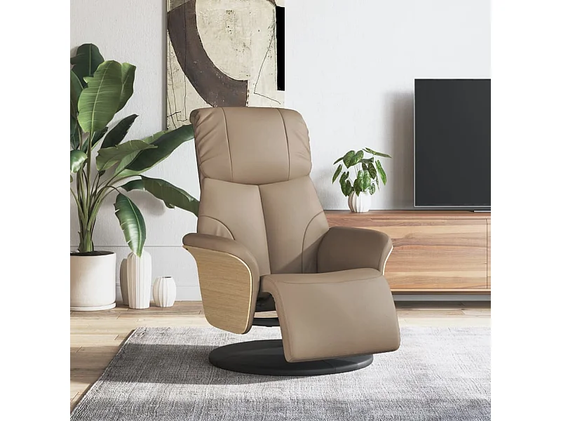 Fauteuil verstelbaar met voetensteun kunstleer cappuccinokleur